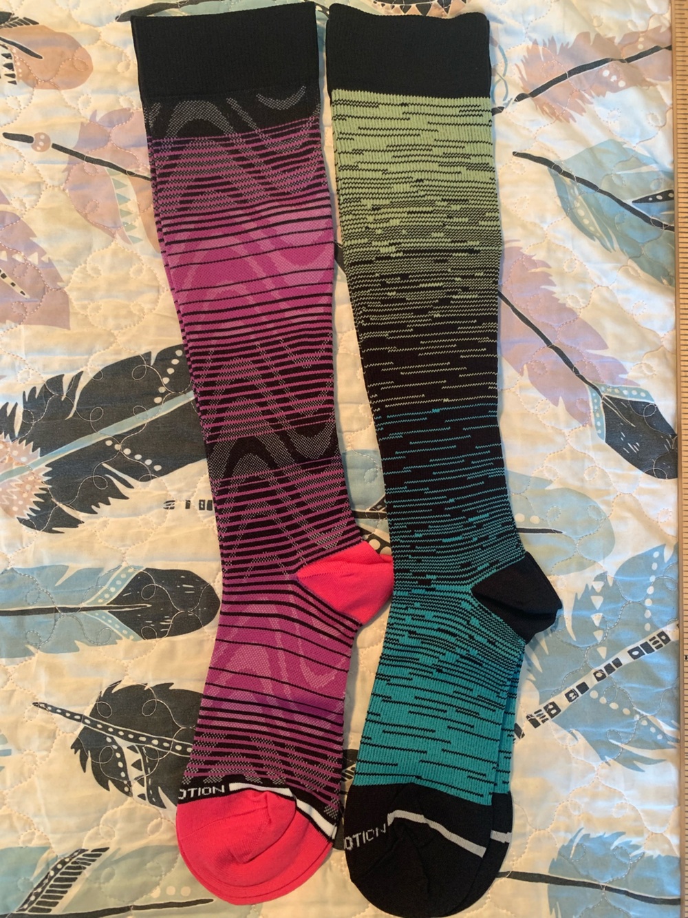 NWOT Women’s Performance Compression Socks — Pink and Teal Stripe